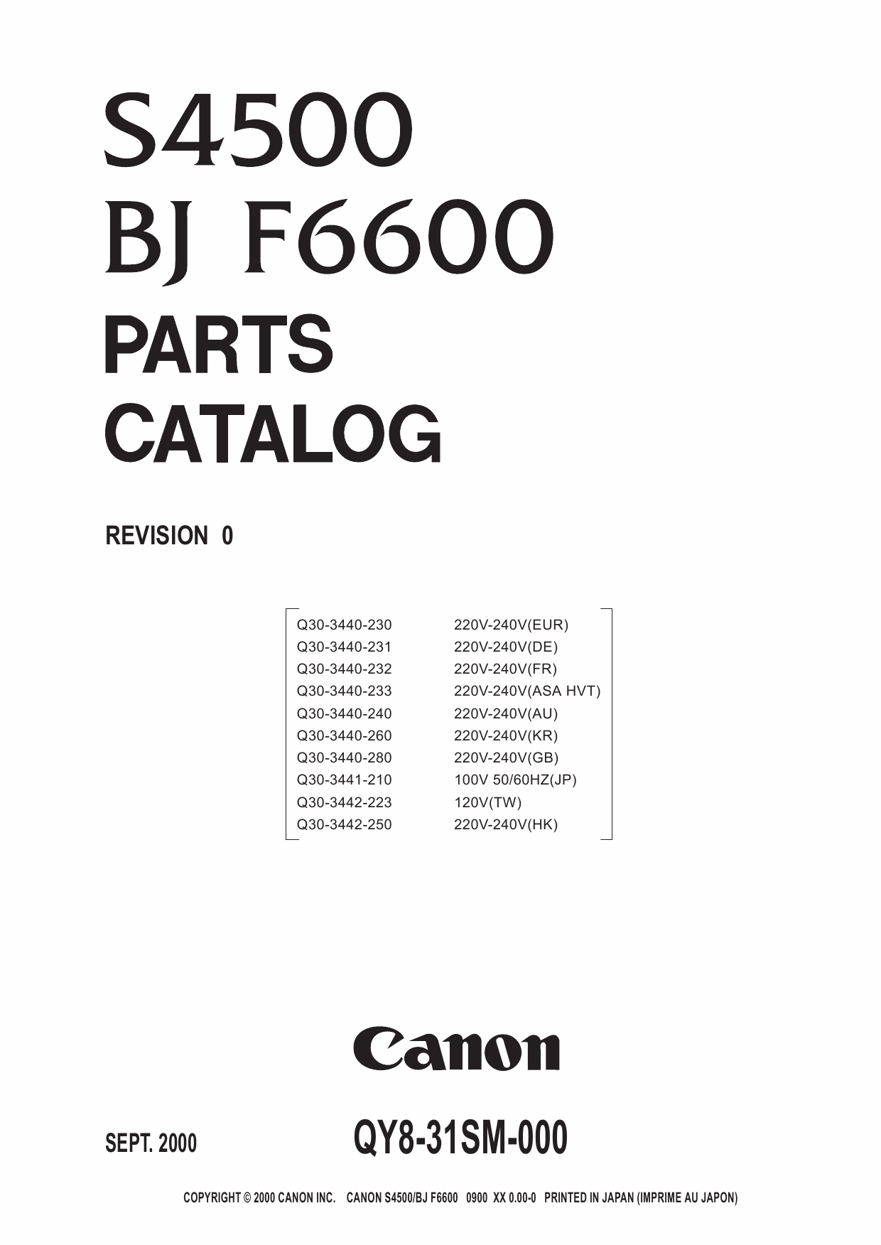 Canon PIXUS S4500 Parts Catalog Manual-1